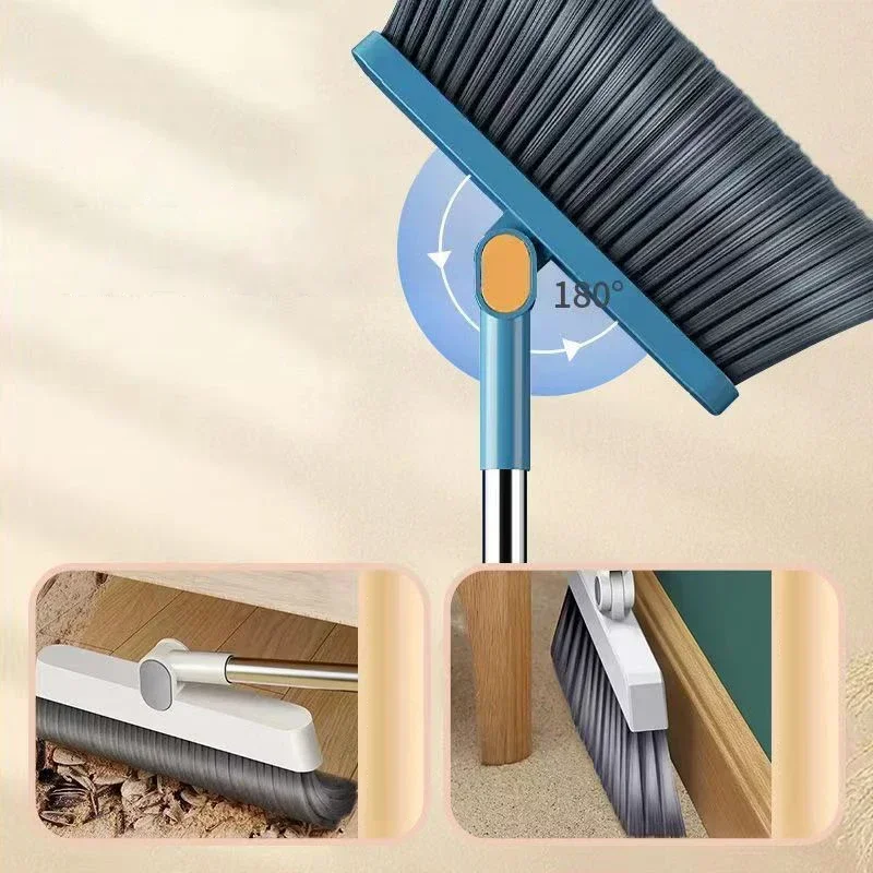Household folding broom broom dustpan set Soft brush whisk broom strip non-stick hair sweeping cleaning and scraping 2
