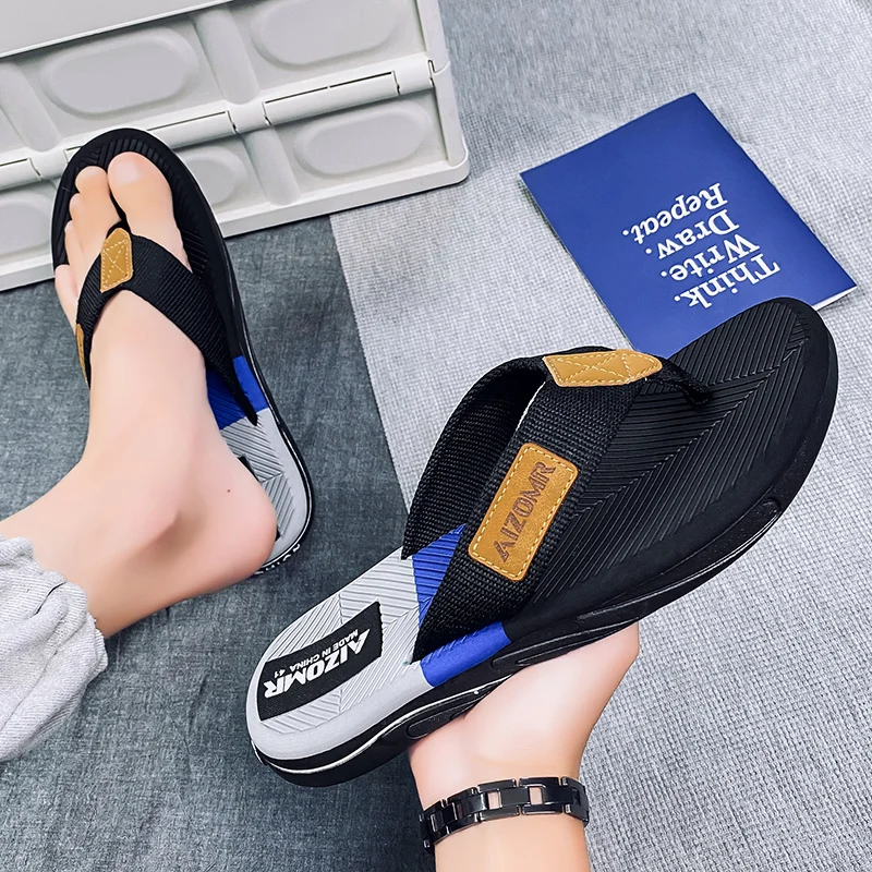 Men's Slippers, Summer Outer Wear Flip-Flops, Men's Non-Slip Flip