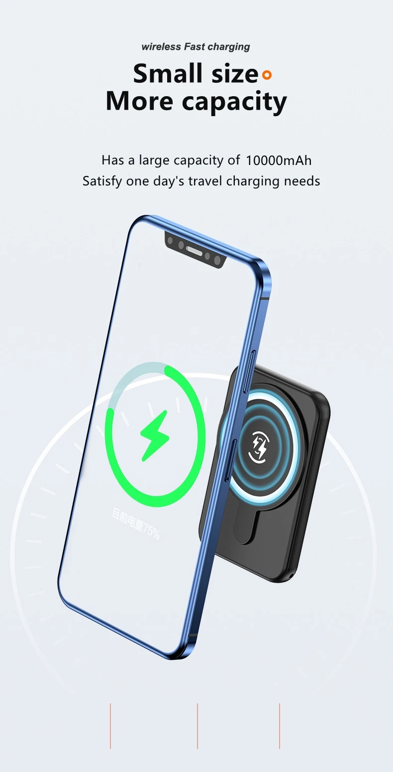 Magnético sem Fio Carregador de Bateria Externa sem Fio Power Bank 10000mah Portátil Powerbank para Iphone 13 12 Pro Max 12mini 20w 3 externa sem fio power bank 10000mah portátil
