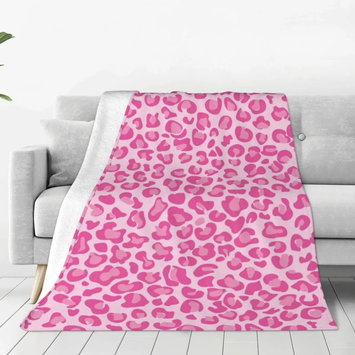 Pink Leopard Print Blanket Fleece Autumn/Winter Cheetah Animal Spot Multi function Soft Throw