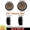 Kicarmod 1/64 Model Car ABS Wheels with Rubber Tire Metal Rims Front Small Rear Large Refitting Parts For Model Car Hot Wheels 3
