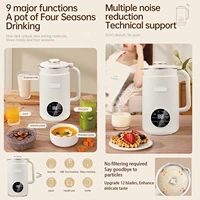 Machine à lait de soja en acier inoxydable 9-en-1, 0,8-1,5 L, 12 lames, mixeur-presse-agrumes pour aliments pour bébés, minuterie 12H, auto-nettoyante, silencieuse 3
