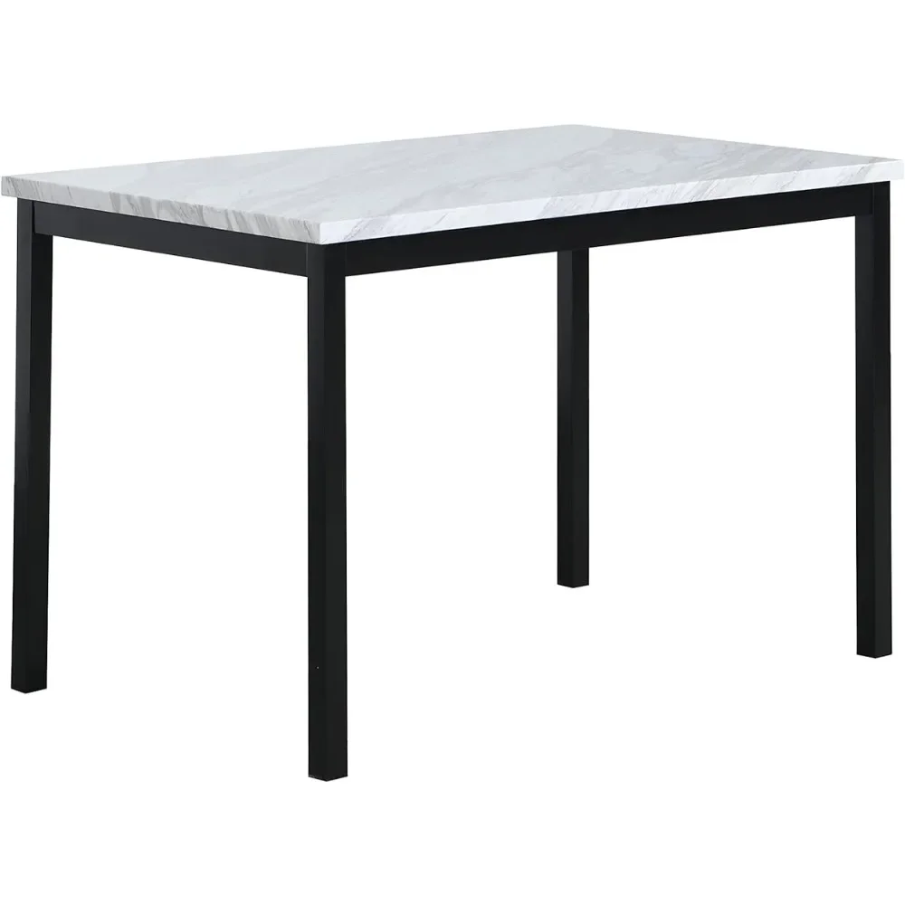 

Metal Dining Table With Laminated Faux Marble Top 28.50 X 45.00 X 30.00 Inches Off-White Restaurant Tables Room Furniture Home