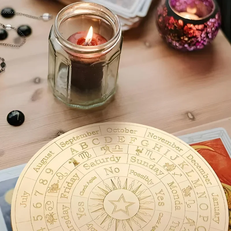Wooden Twelve Constellation Divination Pendulum Board Sign Home Decor Star Sun Moon Altar Message Board Meditation Ornaments For Pendulum Board Wood Wall Art