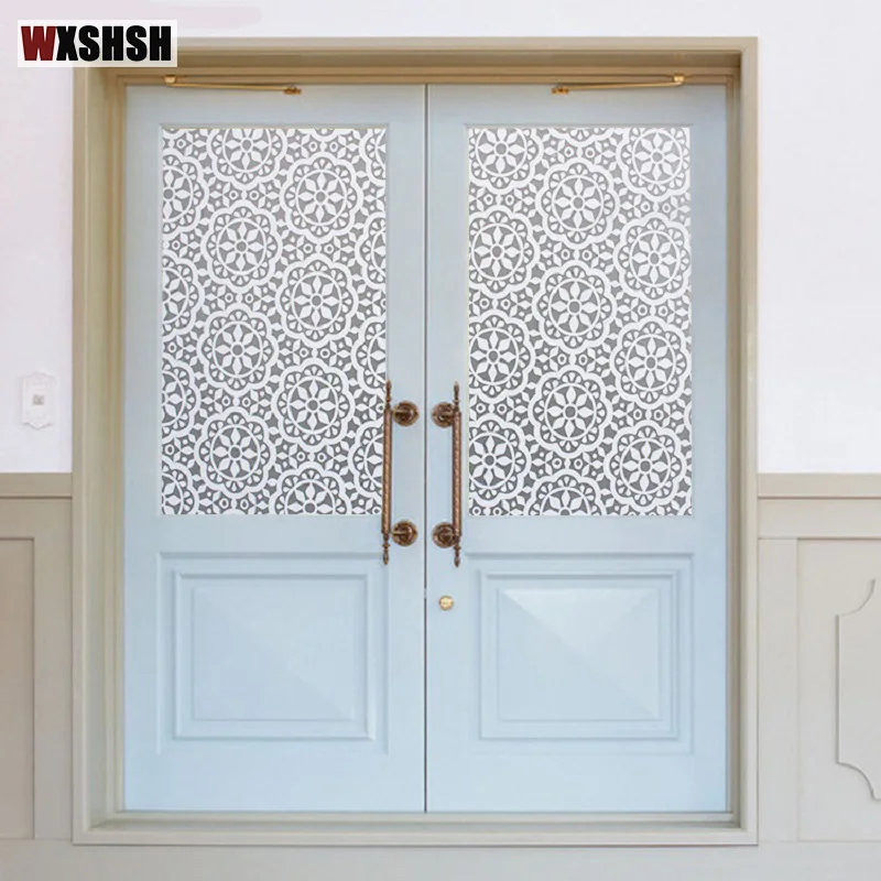 White Flower Static Cling Window Film Home Decor PVC European Style UV-Proof Privacy Protection Glass Film For Home Office Store