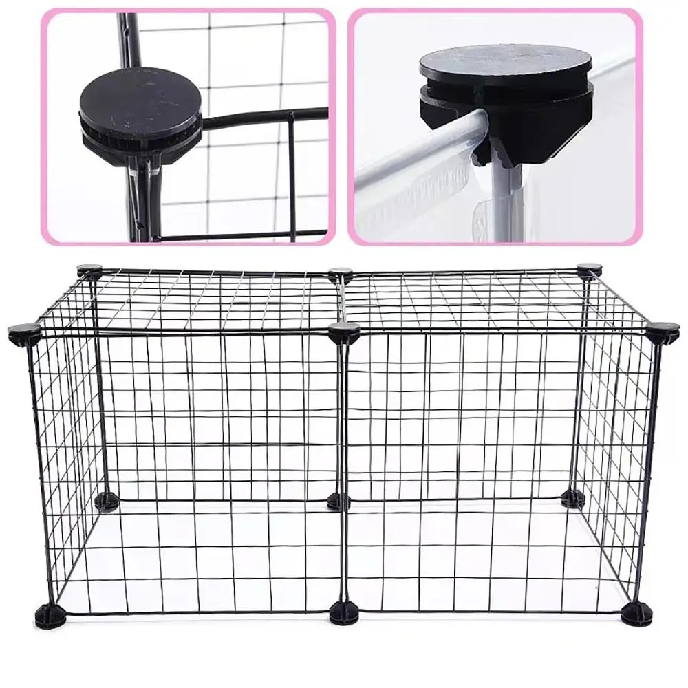 Wire Cube Connectors Plastic Cross Fixing Clip Storage Shelving Modular Organizer Cabinet Closet Clasp Cage Buckles Black 8Pcs