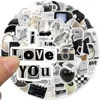 10/30/61Pcs Ins Style Apathy Black White Stickers Aesthetic VSCO Decals Luggage Laptop Cup Phone Scrapbook Wall Sticker Kids Toy 4