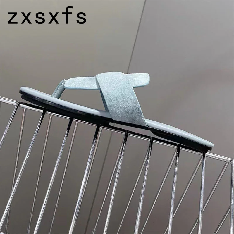 

2023 Brand Flipflops Kidsuede Leather Slides Designer Flat Beach Shoes For Woman Flat Slippers Designer Summer Sandalias Mujer