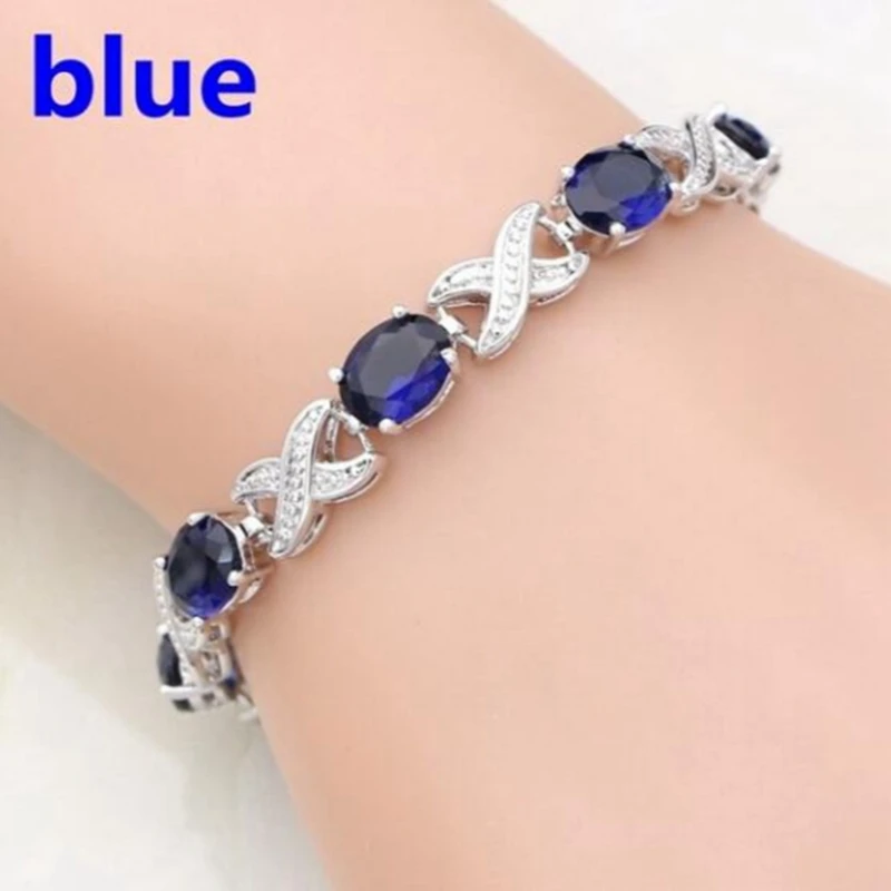 Elegant Green Oval Crystal Crosslink Bracelet Luxury Fashion Accessories Women's Tennis Bracelet Wedding Party Evening Jewelry crystal bracelet