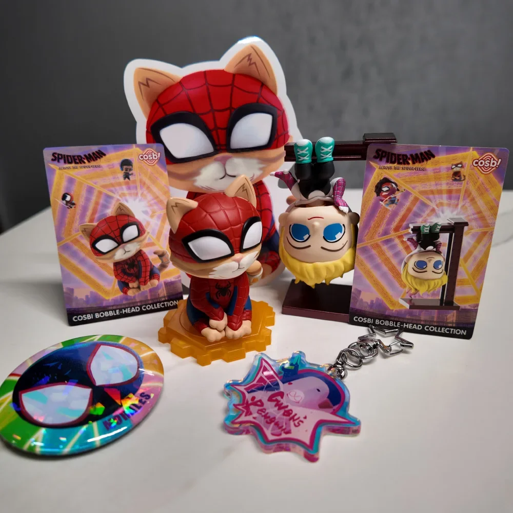 Spider-Man Through Blind Box The Spider-Verse Anime Figures Cosbi Cartoon Surprise Guess Box Anime Figurine Child Toy Kawaii Gift
