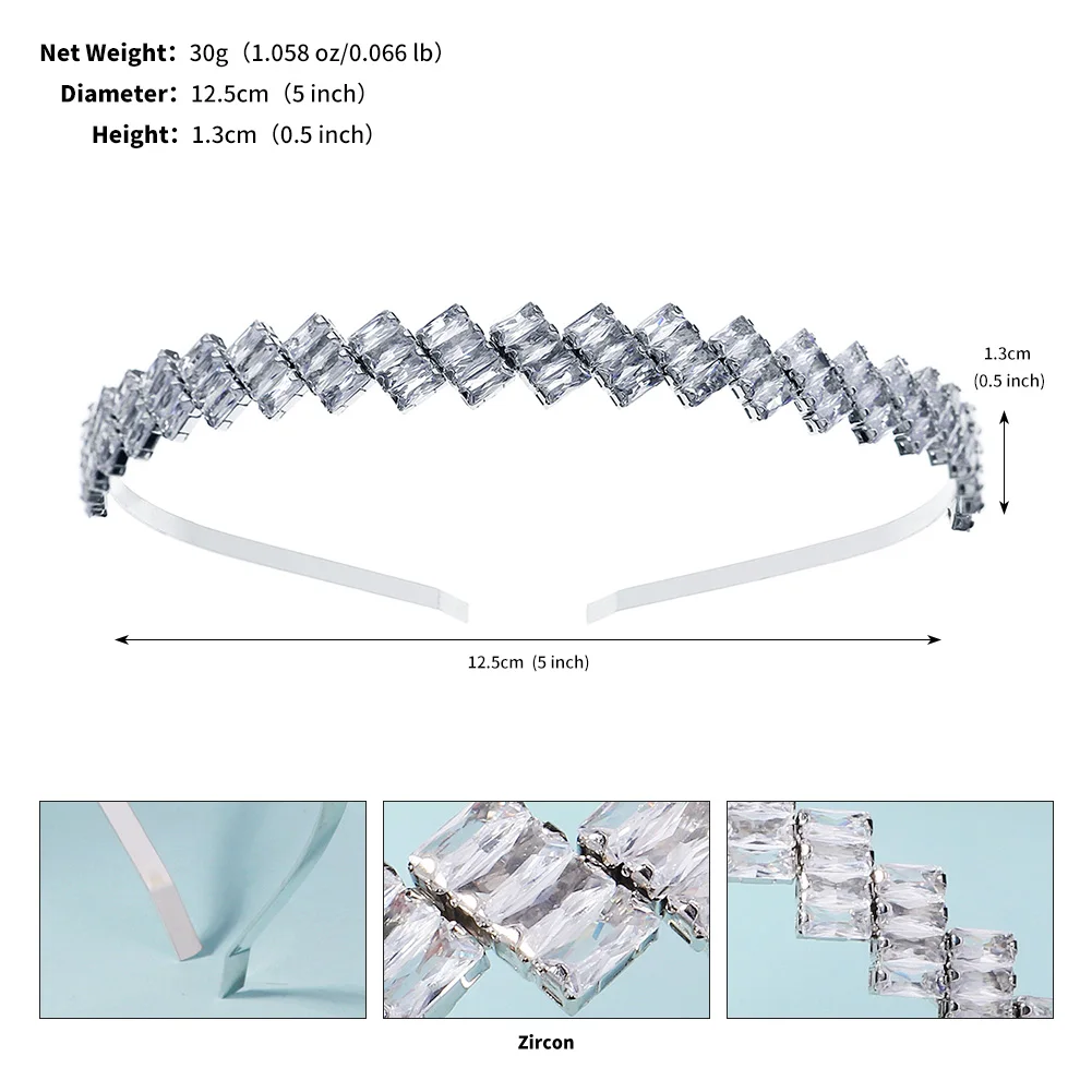 Mode Gute Qualität Zirkonia Zirkon Hochzeit Braut Stirnband Handgemachte Braut Party Haarband Täglichen Kopfschmuck für Frauen Kopfschmuck – Detail 14