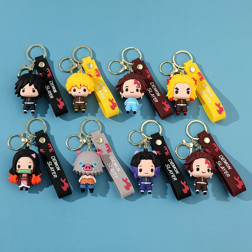 

Demon Slayer Kimetsu No Yaiba Blade of Ghost Keychain Cute Characters Bag Pendant Car Key Chain Ring Fans Gift Anime Jewelry