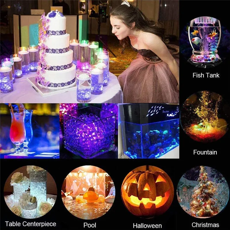 Underwater Light Battery Operated LED Remote 13 Colors Submersible RGB Tea Lamp for Weeding Xmas Valentine's Day Party