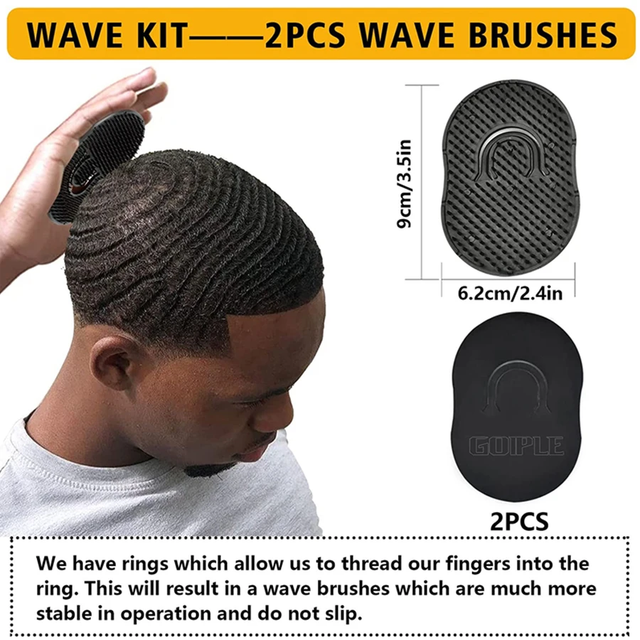 Shea Butter Wave Control Pomade Kit 360 Style Strong Hold Long Lasting Curly Hair Cream With Brush Silk Rag Cap Tool Accessony 5