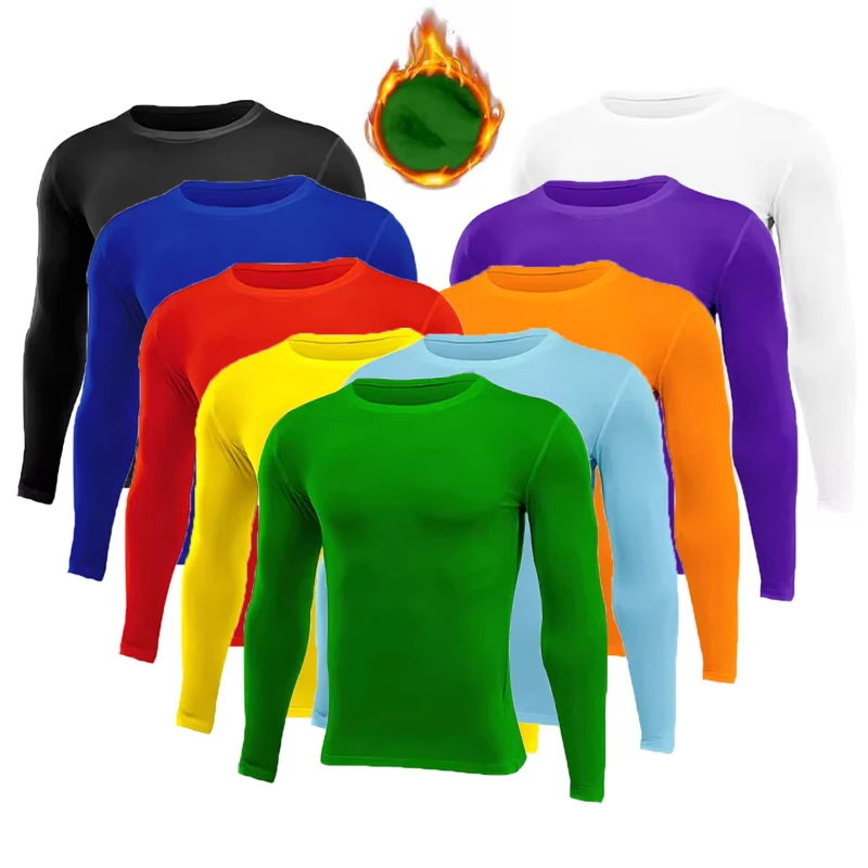 Men Women Kids Running Long Fleece Thermal T Shirt Fitness Sport Basketball Football Gym Bottom Clothes 25