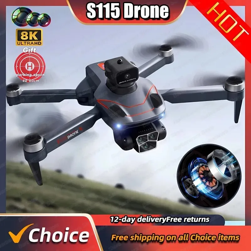 

New S115 RC Drone 8K Professinal With Three Camera Wide Angle Optical Flow Localization Four-way Obstacle Avoidance Quadcopter