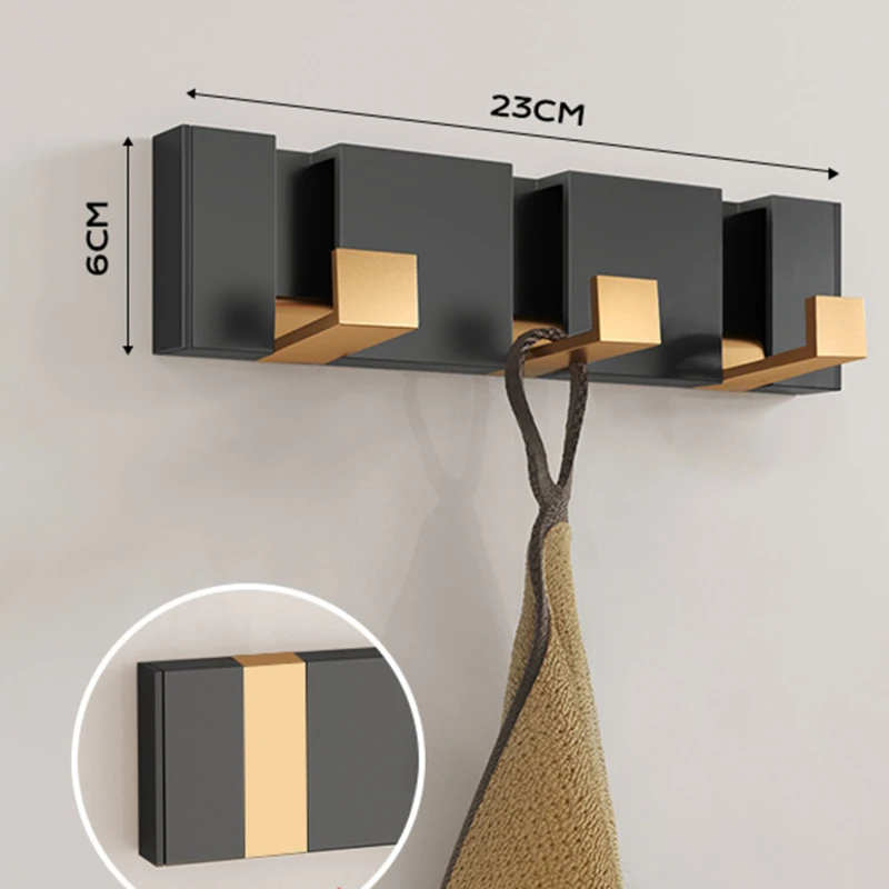 Description Picture 3 of itemBlack Folding Robe Hooks Towel Hanger Nail Free Installation Wall Rack Hooks Coat Clothes Holder For Bathroom Kitchen 3 Hook NEW