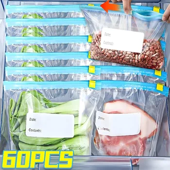 Sacs alimentaires réutilisables, conservation de la fraîcheur, sac scellé à fermeture éclair, stockage au réfrigérateur, emballage de légumes à fermeture éclair, pochette scellée pour fruits, conteneurs d'enveloppement 1