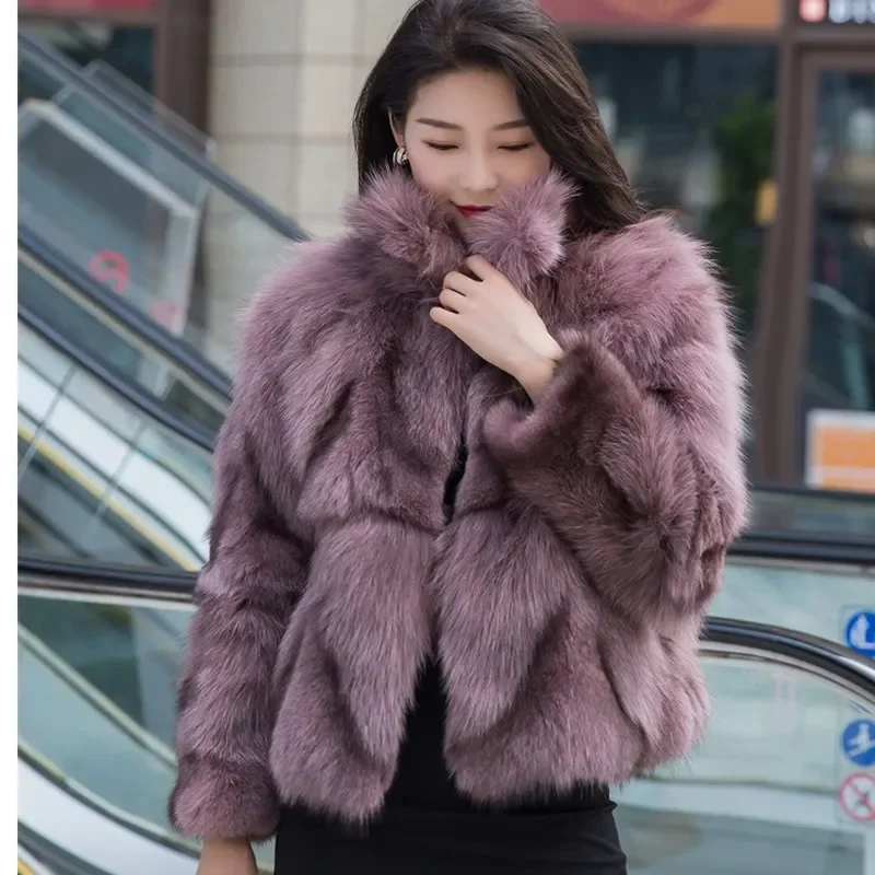 Fur Coat for Women Short Chic Furry Top Fur Integrated Loose Long Sleeve