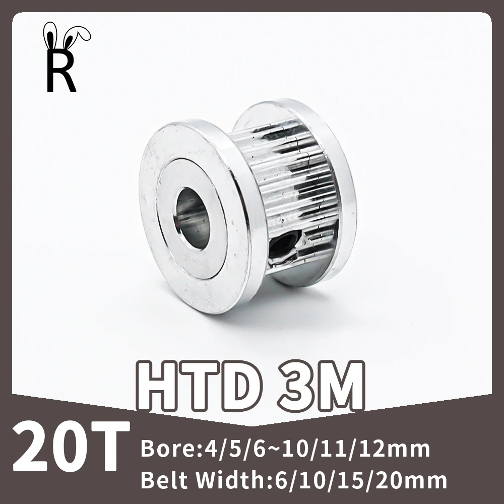Timing Belt Pulley 20Teeth HTD 3M Bore 4/5/6~10/11/12mm Belt Pulley Tooth Width 6/10/15/20mm Synchronous Wheel 20T HTD3M Idler