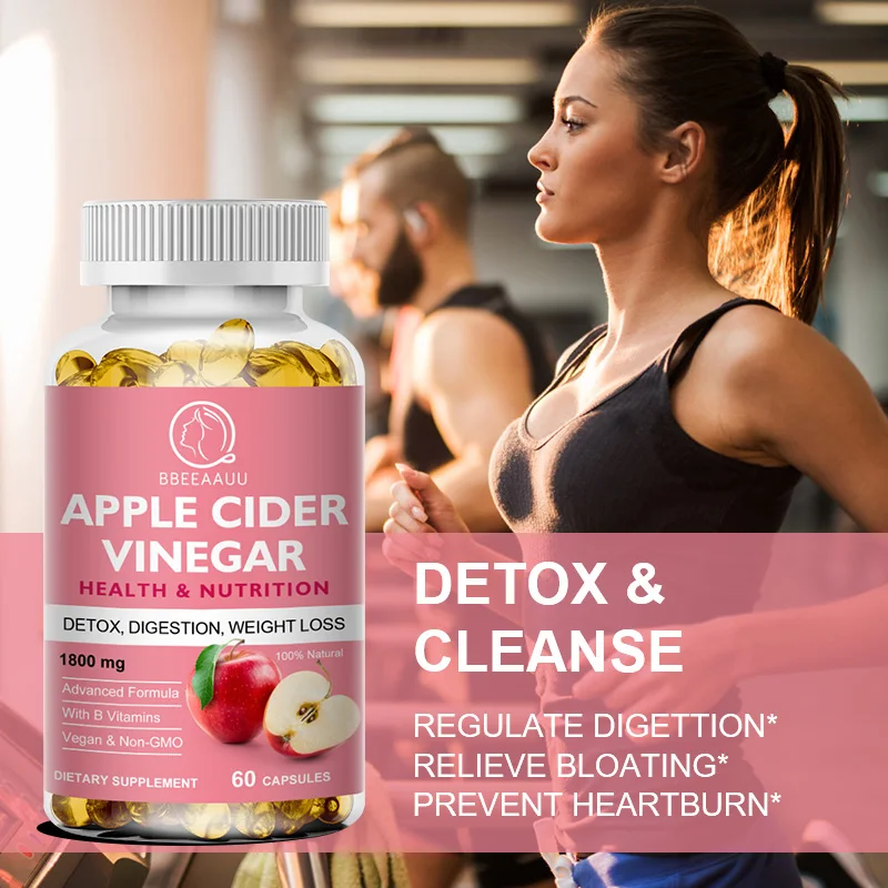 BBEEAAUU Morning &Evening Detox Apple Cider Vinegar Capsule for Men & Women Constipation and Bloating Inhibit Fat Slimming Tool