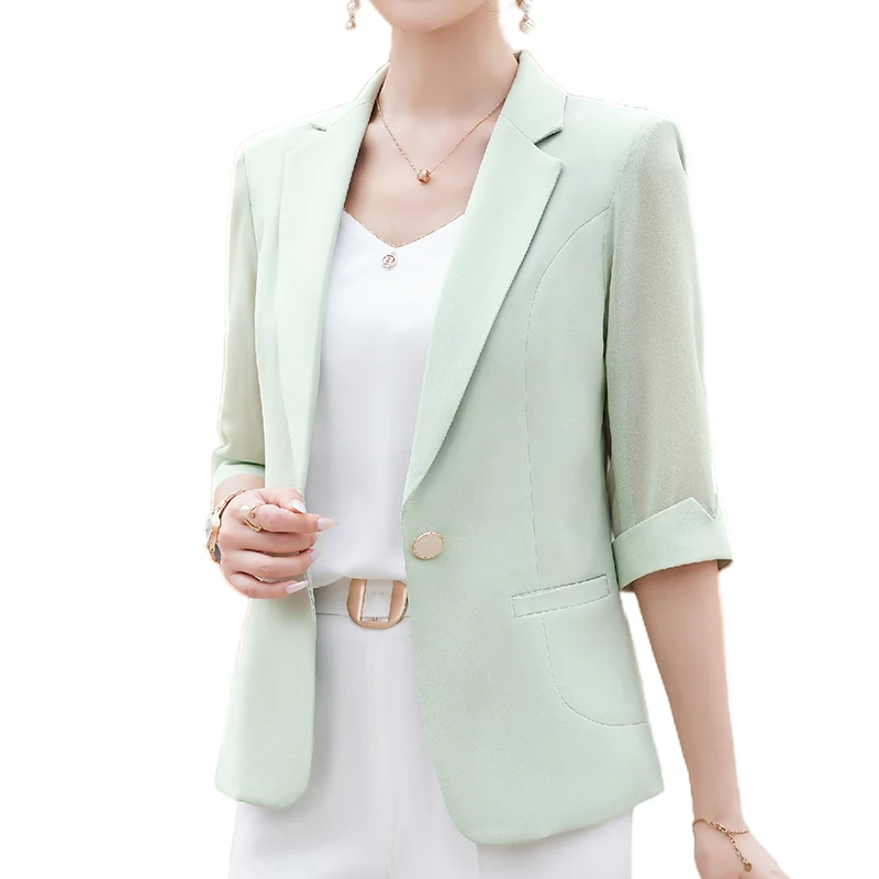 

Lenshin High-quality Casual Green Blazer with Pocket for Women Fashion Elegant Work wear Outwear Formal Jacket Women's Coats