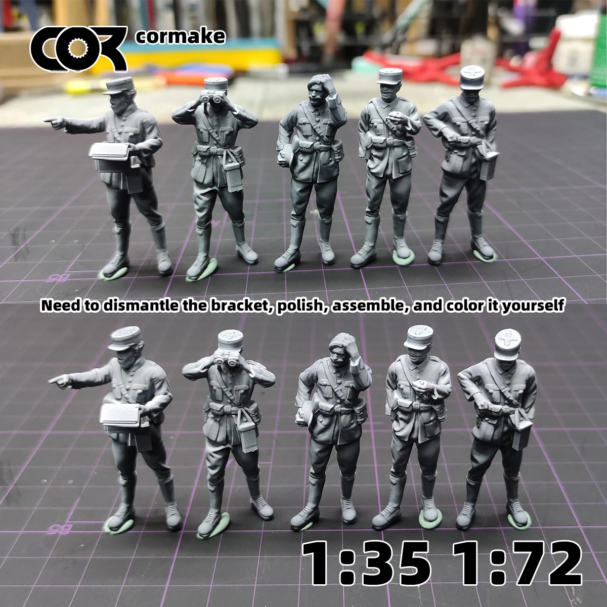레진 3D 스케일 미니어처 모델 키트 프랑스 장교 군인 피규어 군사용 10개 세트 1939-1945 1/35 1/48 1/72