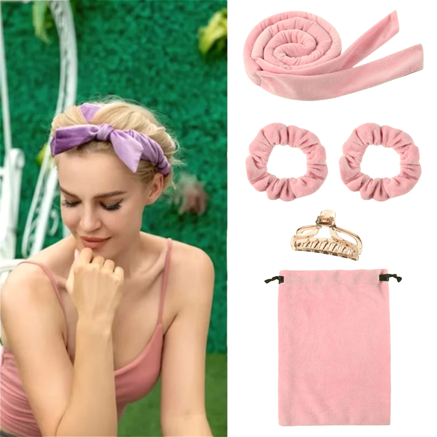 Heatless Curling Rod Headband No Heat Hair Curlers Women Lazy