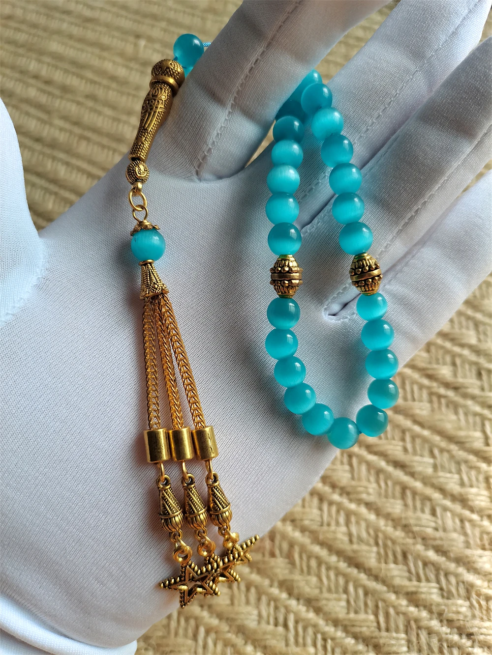 Misbaha Tespih bead arabic jewelry Cat Eye Crystal Stone Muslim Tasbih Prayer Beads Necklace Islamic Rosary Ramanda gifts
