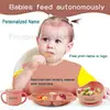Baby Feeding Plate Sets Suction Bowl Silicone Plate For Kids 6Pcs Children Tableware Personalized Name Dinner Dishes Cups Spoon 3