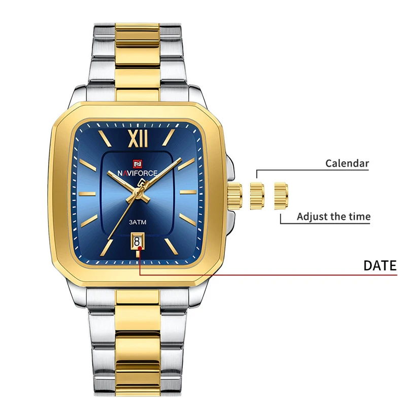 Business Lover's Watch Creative Design Fashion 24 Hours Date Display Window Wristwatch Steel Strap Unisex Couple Clock_voghion.com