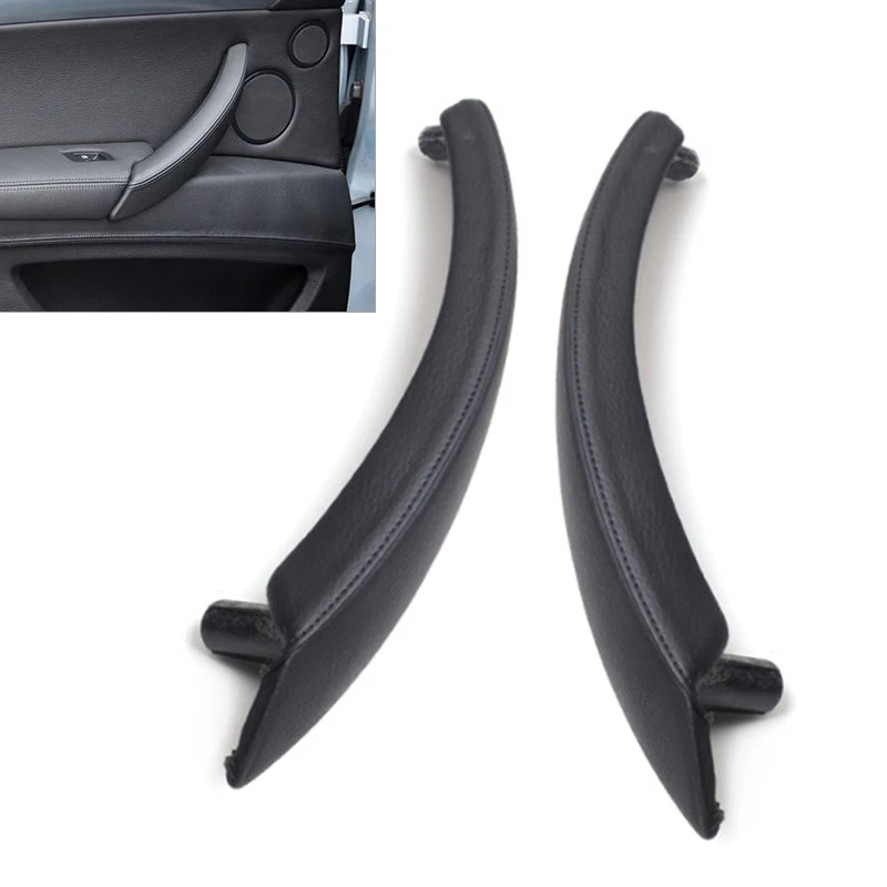 

1 Pair Car Interior Front Left & Right Door Pull Handle Trim Cover Fit for BMW E70 X5 E71 E72 X6 SAV 2008-2011 2012 2013 Black