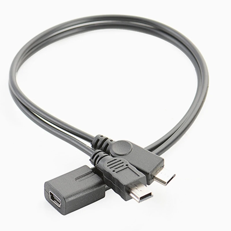 USB Charging Cable 40GE Mini USB Splitter Extender Cable Mini 5p Female to mini 5p Male+Micro Male Cord Splitter Extension Charging Cord 30cm