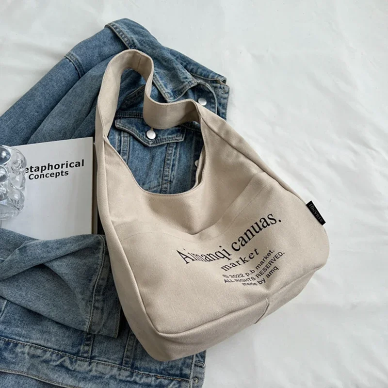 Teenager Casual Canvas Textile Medium Size Pouch Hobo Bag 2024