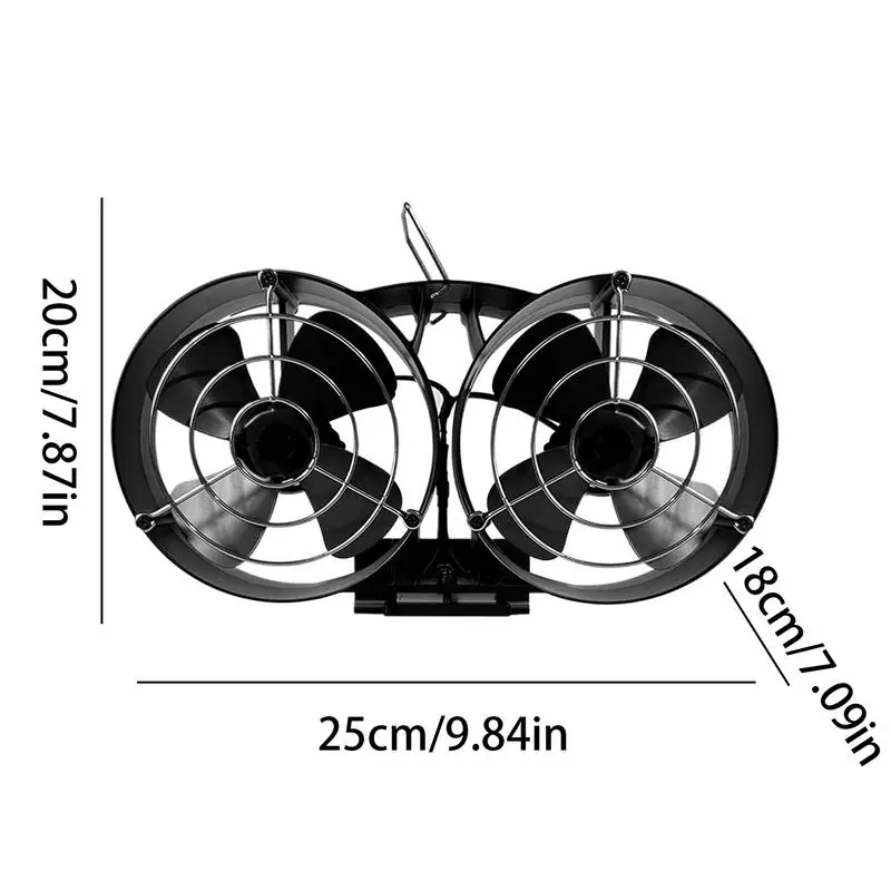 Non-Powered Stove Fan Home Double Headed 12 Blades Black Fireplace Fan Log Wood Burner Eco-fan Quiet Efficient Heat Distribution