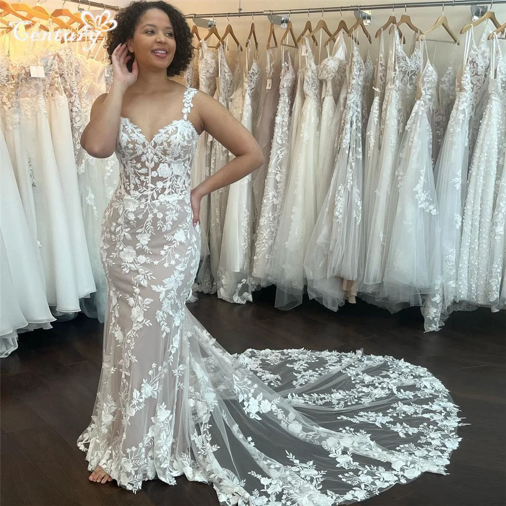 

Boho Wedding Dress Mermaid 2024 Sweetheart Backless Lace Appliques Rustic Garden Bride Dresses Civil Bridal Gowns Robe de Mariee