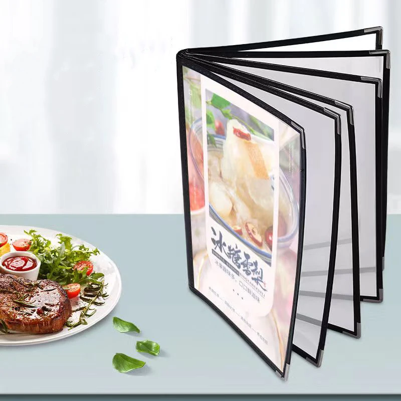 1 Page 2 View Menu Covers 8.5 x 11 Inch Transparent Restaurant  Menu  Folder with Metal Corners Fits A4 Size Paper