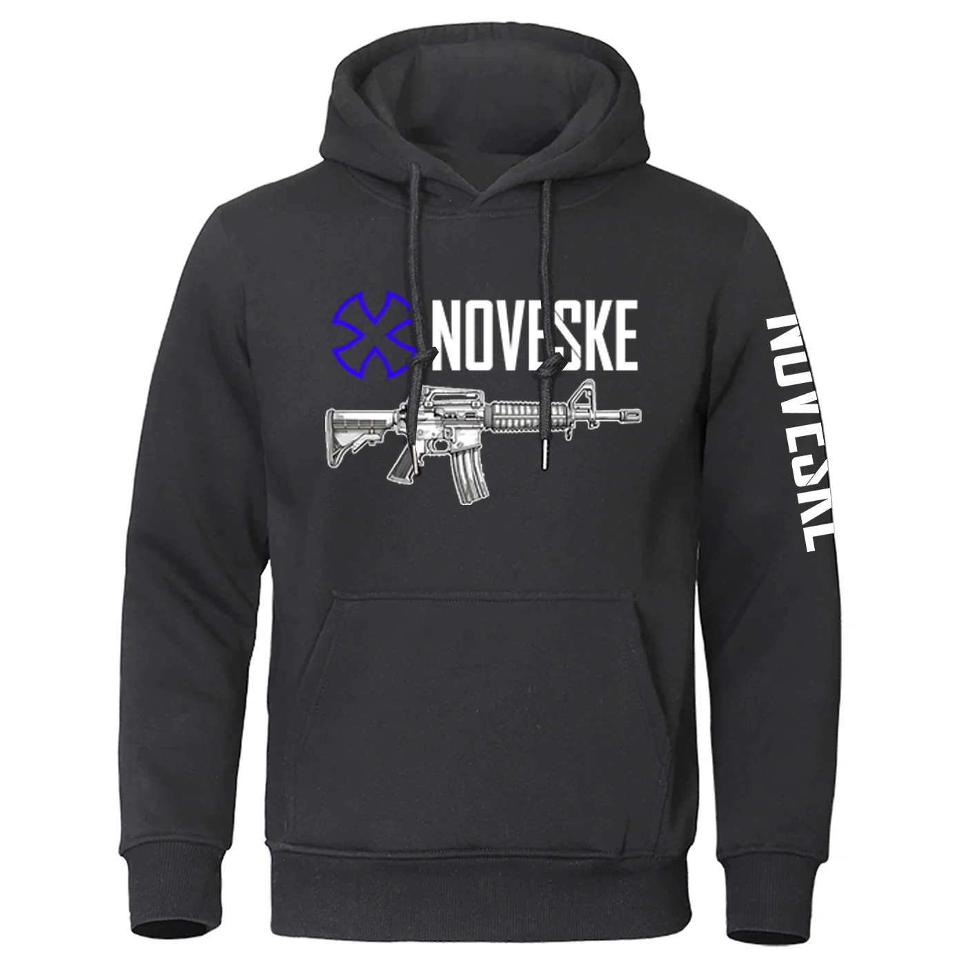Mens Funny Gun Print Long Sleeve Hoodie