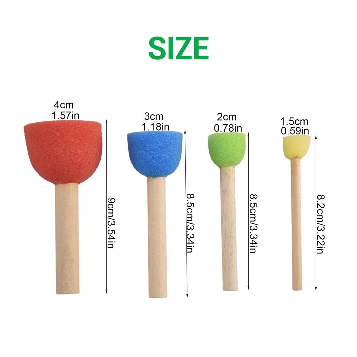 폼 바운서 모음, 스펀지 페인팅 스티플러 세트, 폼 브러시 값 Pack-1.5cm, 2cm, 3cm, 4cm, 24 pkg