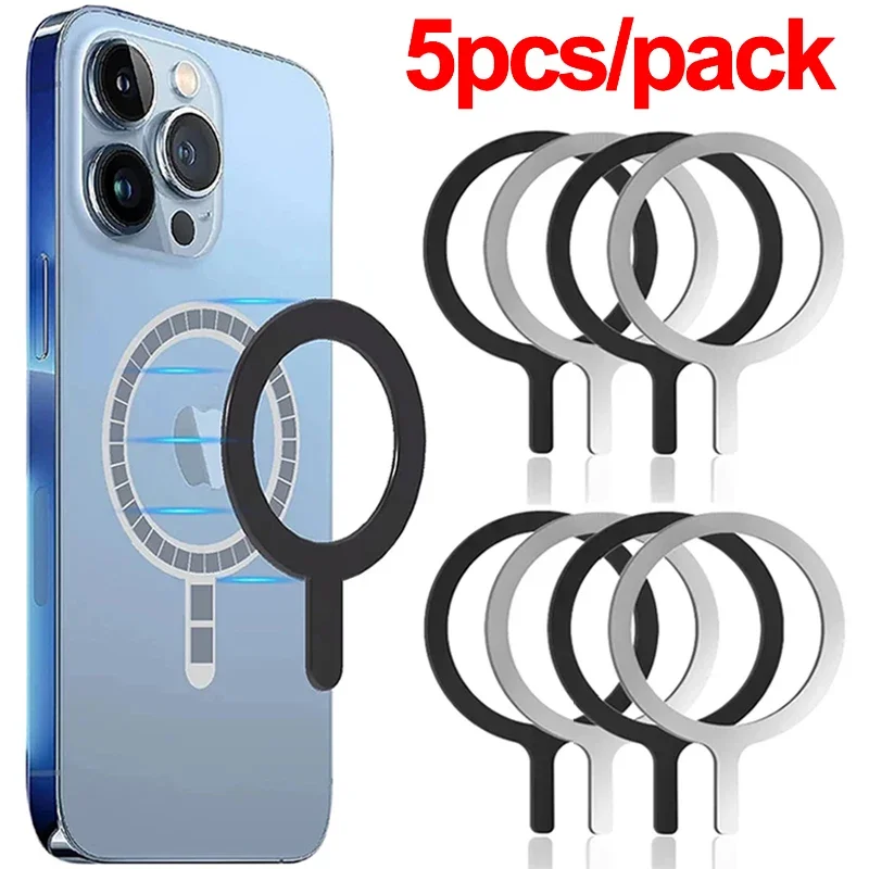 5-1 Stück Aufkleber ring für Magsafe kabelloses Laden für iPhone 14 13 12 Pro Max Handy magnetisches kabelloses Ladegerät Metallplatte