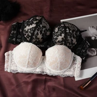 Soutiens-gorge sexy ultra-fins en dentelle pour femmes, push-up, respirants pour l'été, à découpes, effet push-up, avec nœud élégant à la française et armatures 6