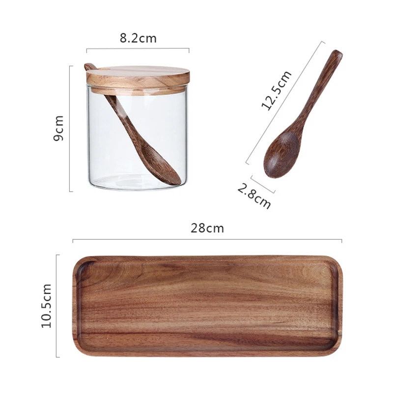 Spice Jars Kitchen Condiment Storage with Wooden Spoon Bamboo Lid Kitc –  TheTrendWillOut