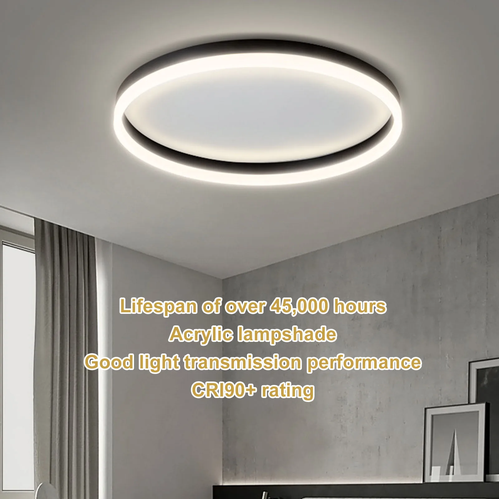 LED Ceiling Light Efficient Saving Eye Care Dimmable Easy Install Flush Mount Ceiling Light Fixture Minimalist for Living Room