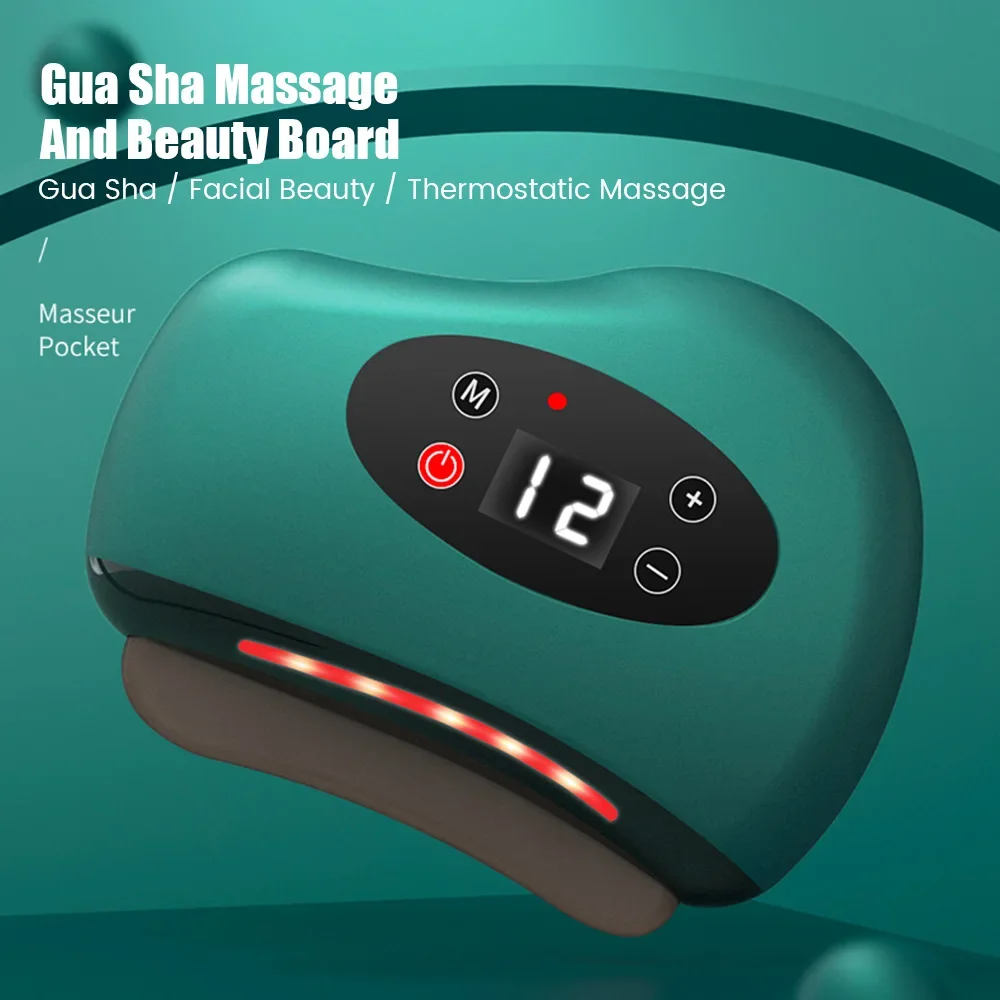 Electric Gua Sha Massager – Heat, Vibration & LED for Face, Neck & Body