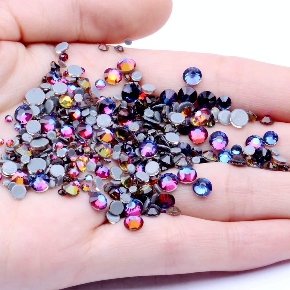 

Blue Rainbow Color Hotfix Glass Rhinestones Glue Backing Iron On Strass Diamond Perfect Clothes Shoes Nail Art Decorations