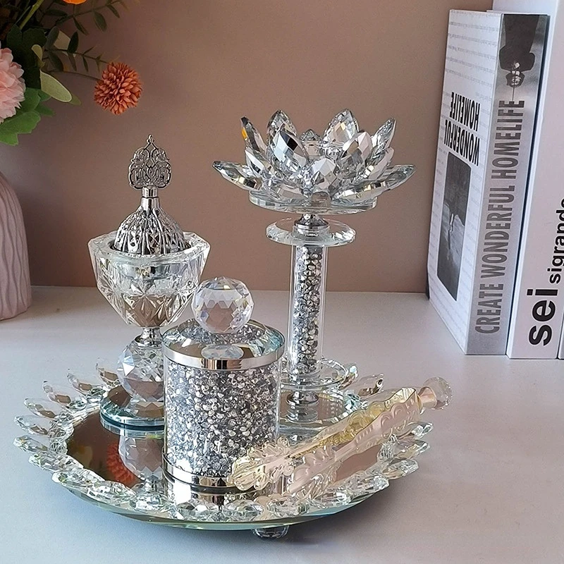 

4-piece Set Arabic Crystal Incense Burner Aroma Therapy Diffuser Ramadan Gift for Yoga Spa Luxury Home Decor Ornaments