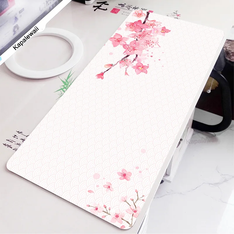 Cherry Blossom Art Mouse Pad Japan Sakura Card Black Desk Table Mat Mousepad Gamer Carpet Gaming Keyboard Mouse Mats Accessories