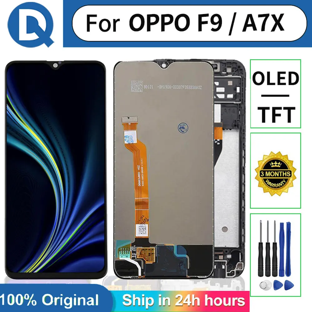 

Original LCD Display for OPPO F9/A7X, Touch Screen Digitizer Replacement, Quality Touch Screen, 6.3 in