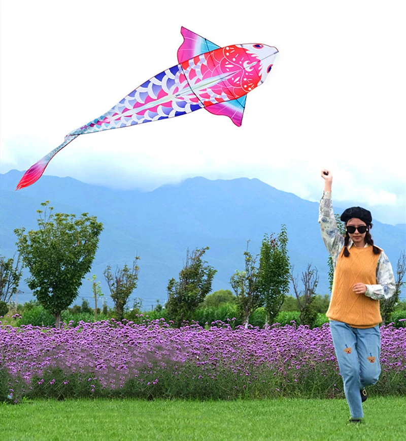 Free Shipping fish kites nylon fabric outdoor fun sports carp kites for adults kites professional china kites rods glow cord koi 3