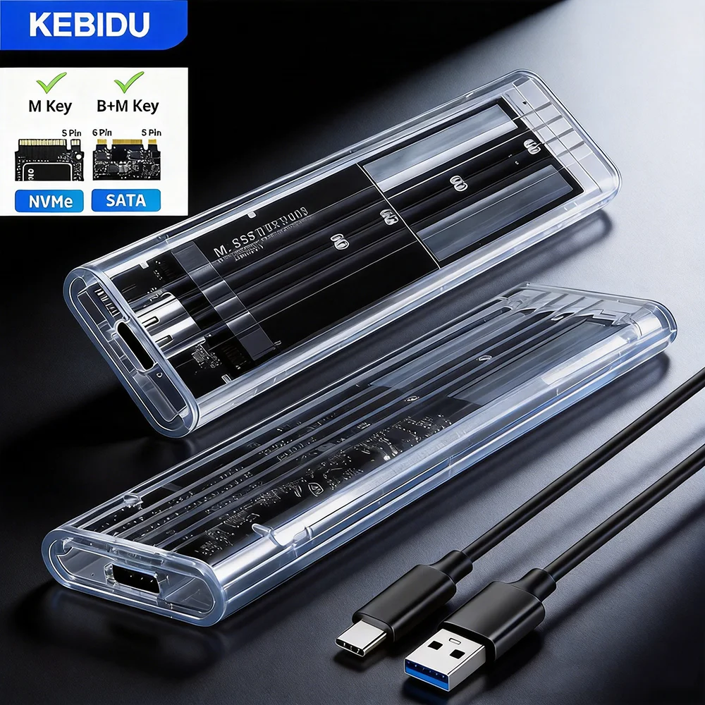 KEBIDU M.2 NVME PCIe 프로토콜 NGFF SATA SSD 케이스..